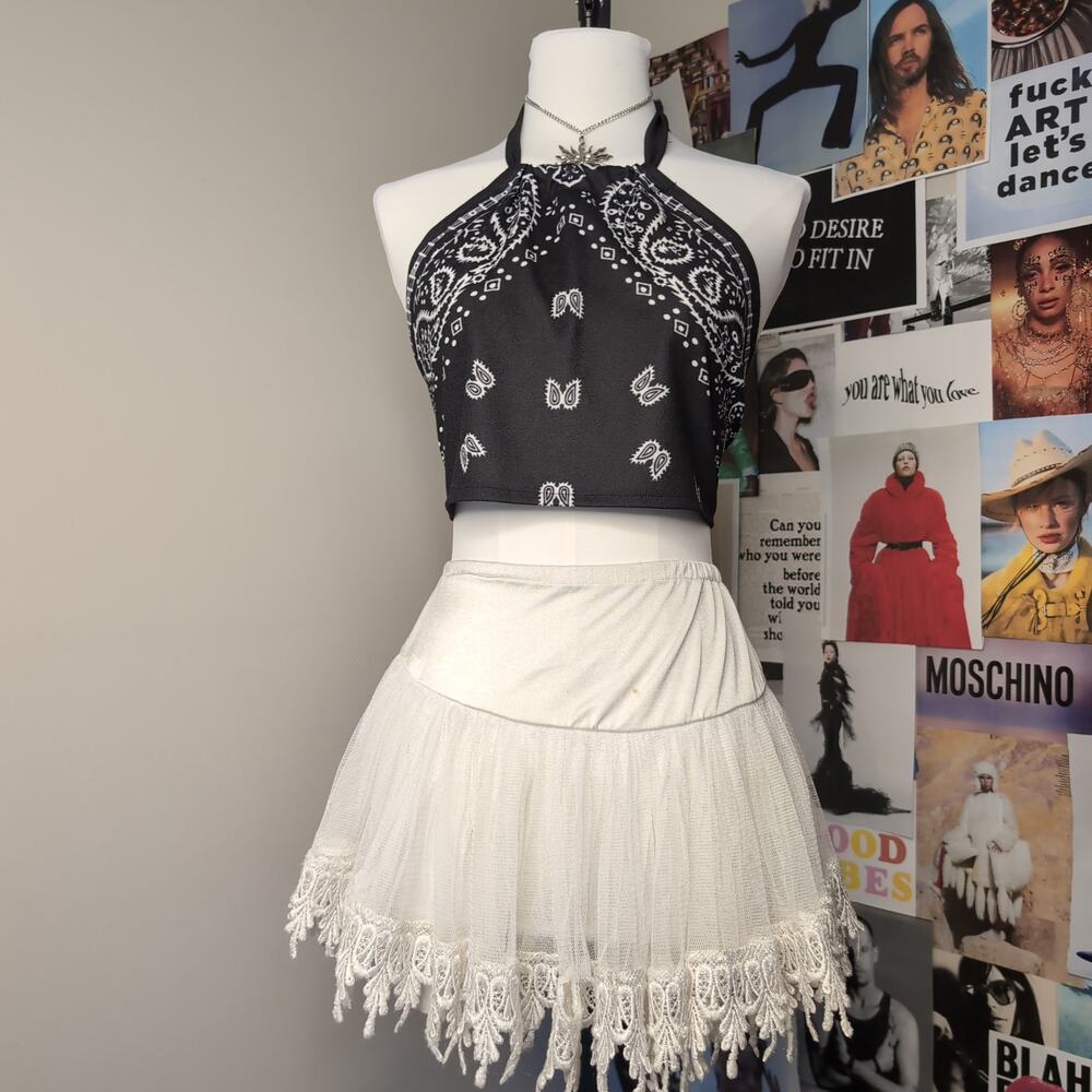 Black Bandana Print Halter Top